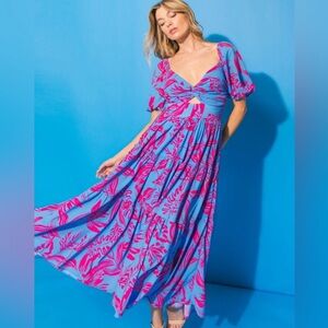 Flying Tomato Pink and blue floral dress